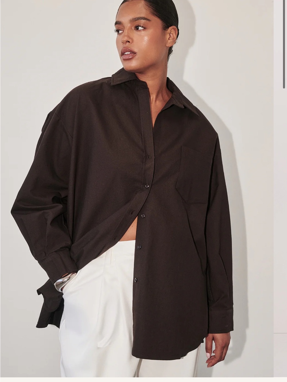 DISSH Chocolate Brown Oversized Button-Up Shirt
